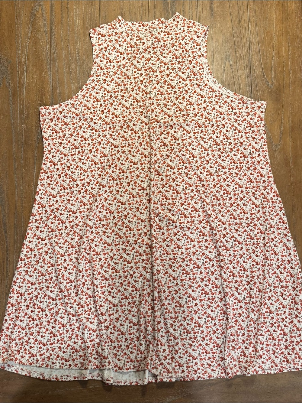Vibe White Dress with Red Floral Print Sleeveless Swing #78 - Picture 6 of 6